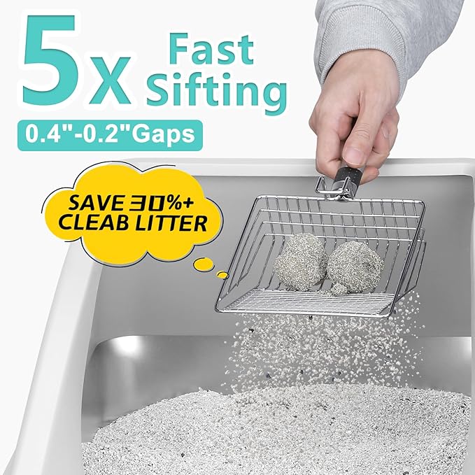 Anti Leak Cat Litter Box Stainless Steel High Walls Prevent Mess