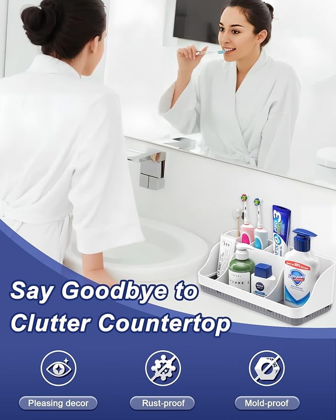 Anti-slip countertop toothbrush holder for everyday bathroom organization