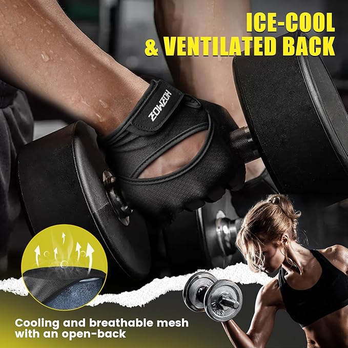 Anti slip workout gloves with shock absorption padding for gym equipment