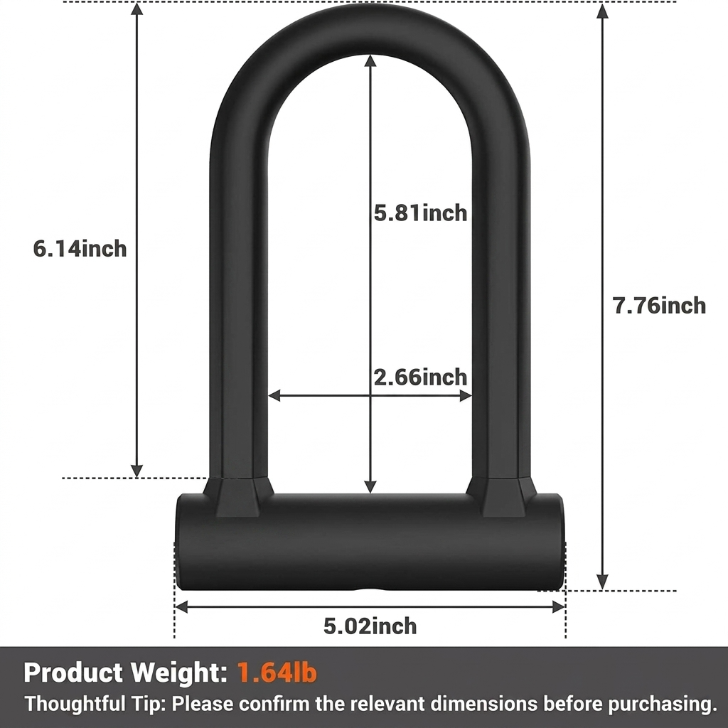 Anti theft bicycle U lock with strong steel construction
