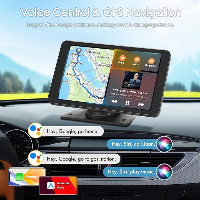 car stereo screen with apple carplay and android auto for smart navigation and apps