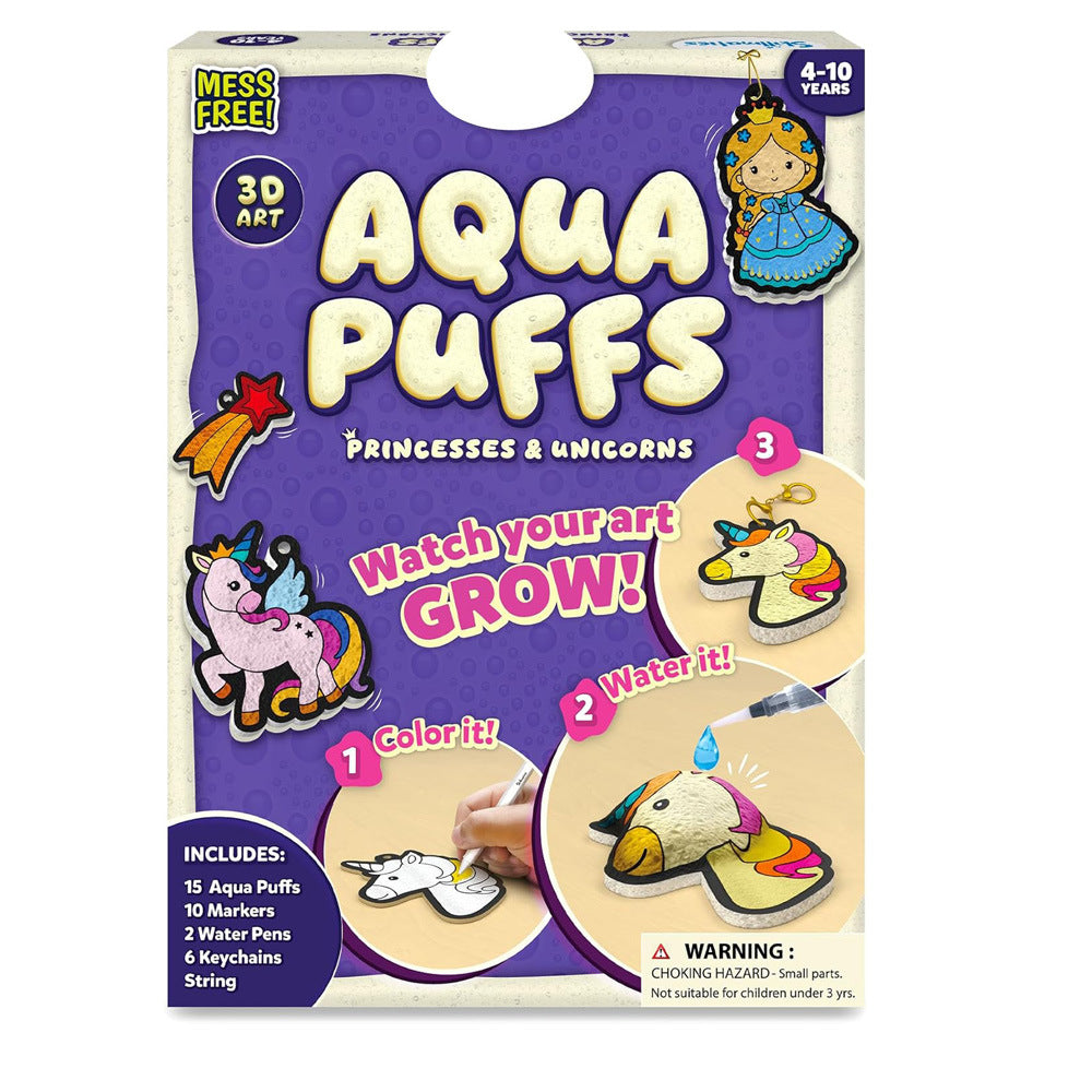 Aqua Puffs 3D Art Kit with Princess and Unicorn themes for kids