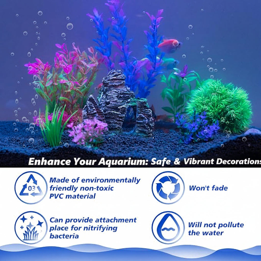 Aquarium Habitat Decoration Set for Betta and Compatible Fish