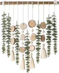 artificial eucalyptus wall hanging decor with wooden stick for nursery and boho interiors
