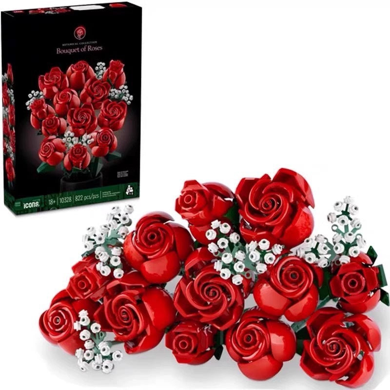 artificial red roses building set for elegant home decor display