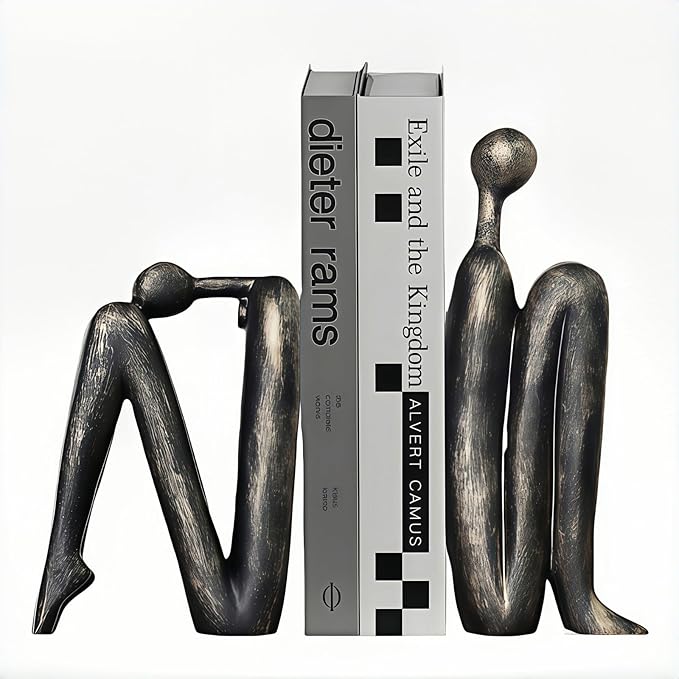 Artistic Resin Book Ends Set Of Two For Shelf Organization And Modern Home Decor