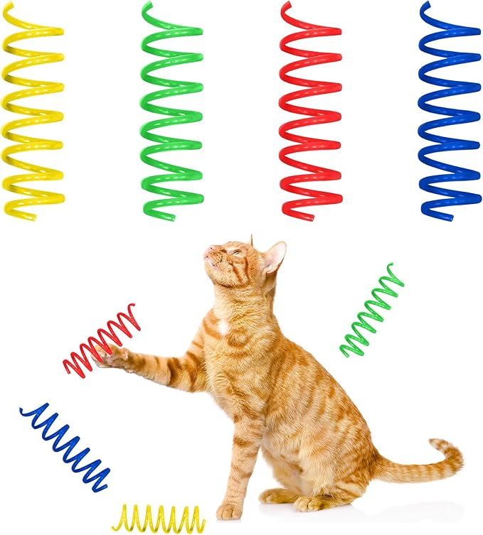 Colorful plastic coil toys for indoor cats