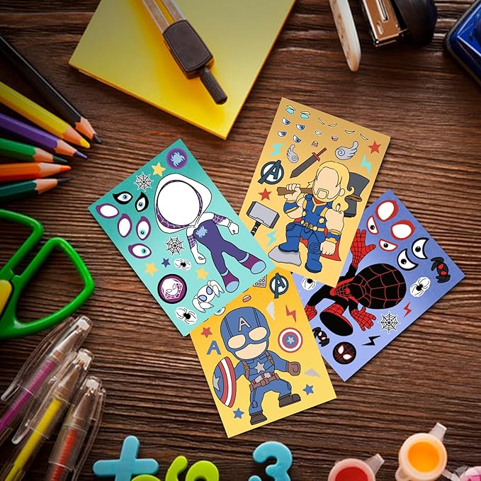 Assorted face sticker sheets for creative craft activities
