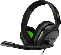 ASTRO A10 gaming headset black and green front view with microphone