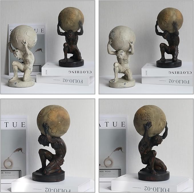 Atlas tabletop ornament arranged in a home study area