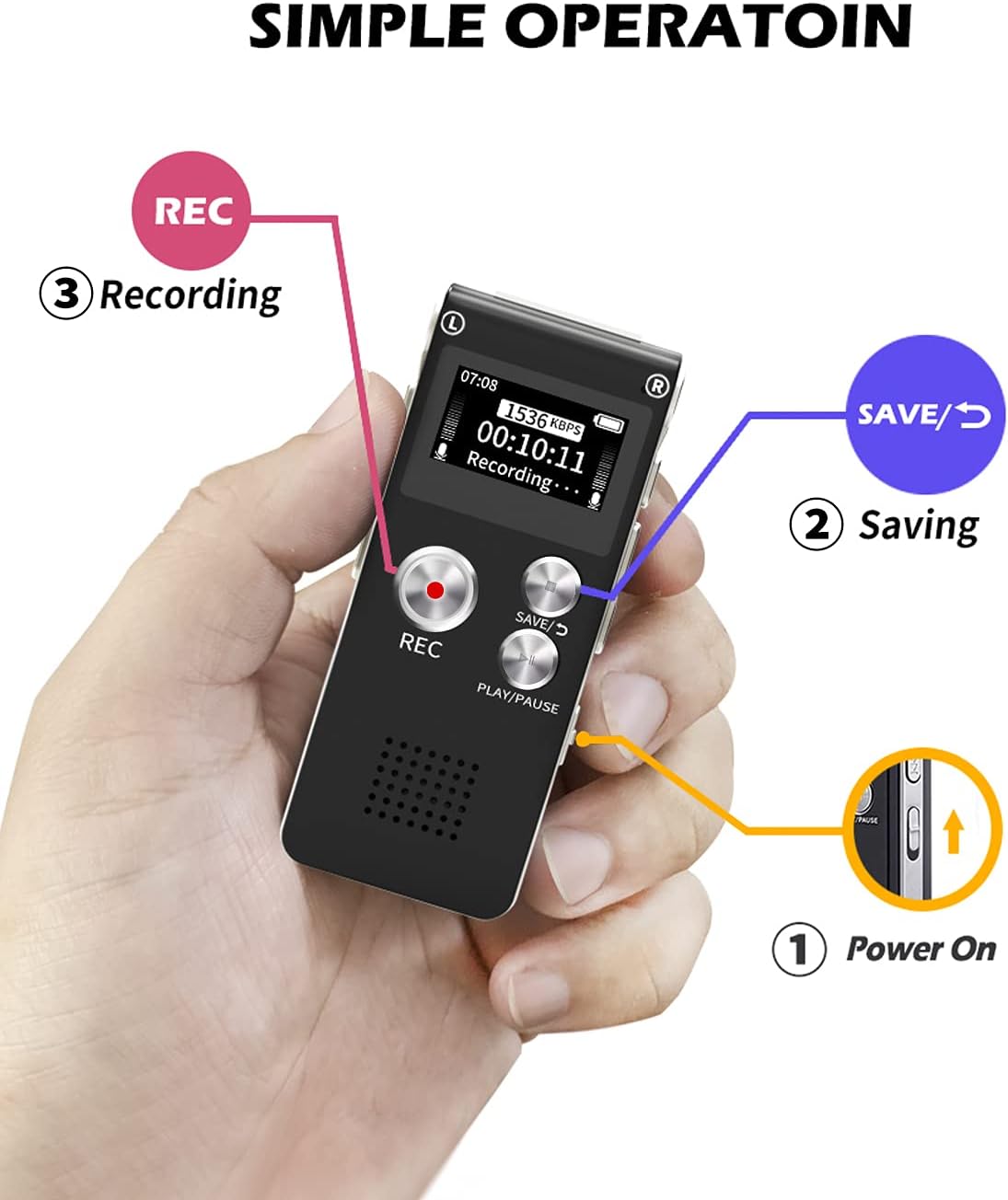 Audio Notes Device with USB-C Cable, Protective Pouch, and Manual