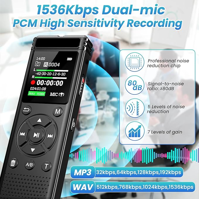 Audio Notes Device with USB-C Cable, Pouch, and Manual
