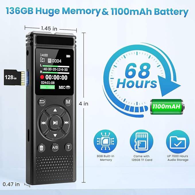 Side View Showing Slim Design of Audio Notes Device