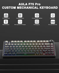 AULA F75 Pro keyboard front view with RGB backlighting