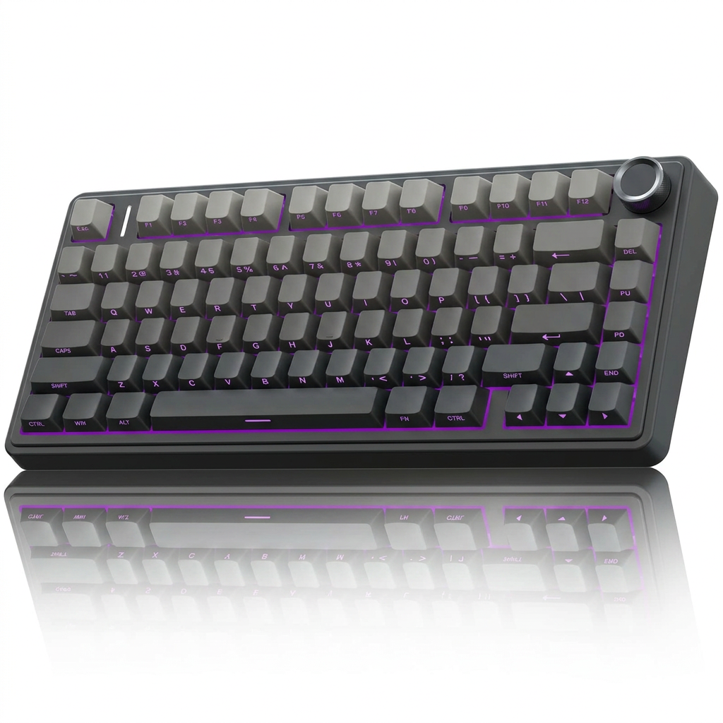 AULA F75 Pro wireless mechanical keyboard with RGB lighting on a white background