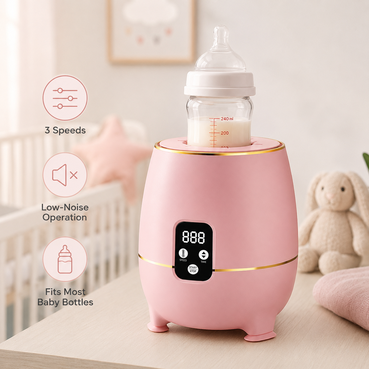 Automatic Bottle Mixer Holding a Compatible Feeding Bottle
