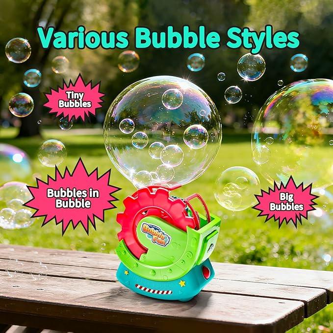 Automatic bubble machine for outdoor play parties and family activities