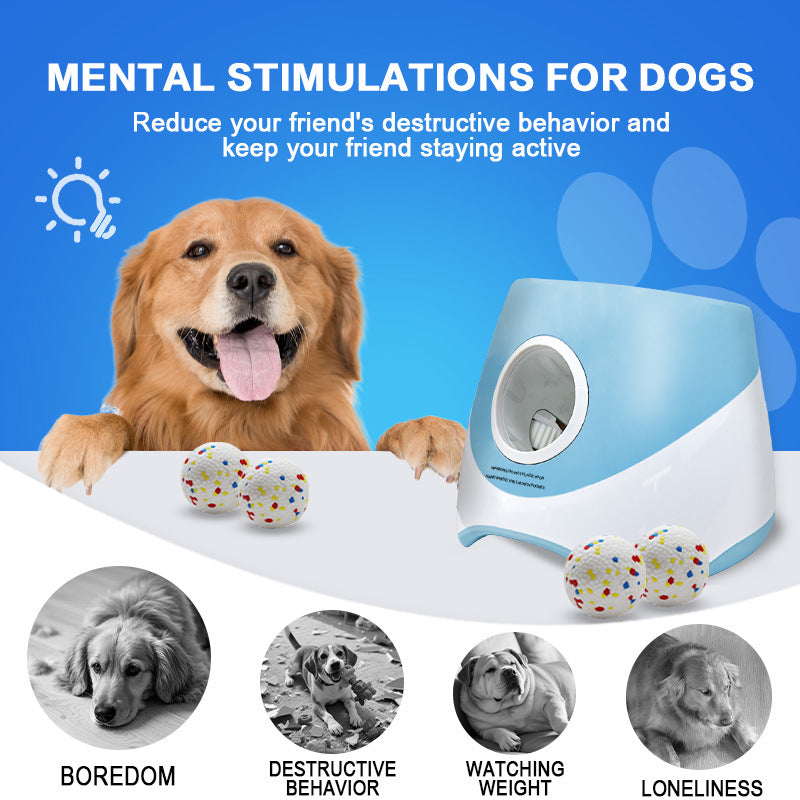 Automatic dog ball launcher for interactive fetch play