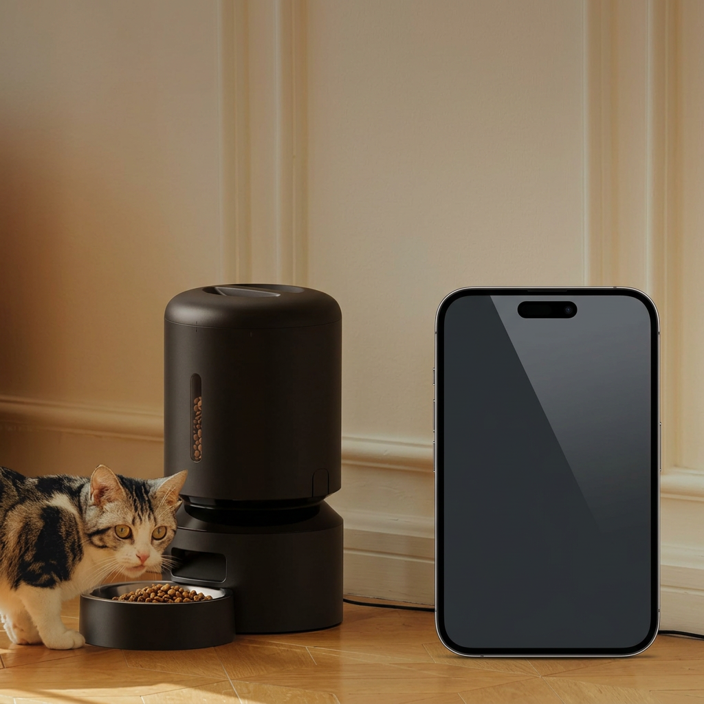 Pet Feeder with Low Food Sensor Alert and Portion Control