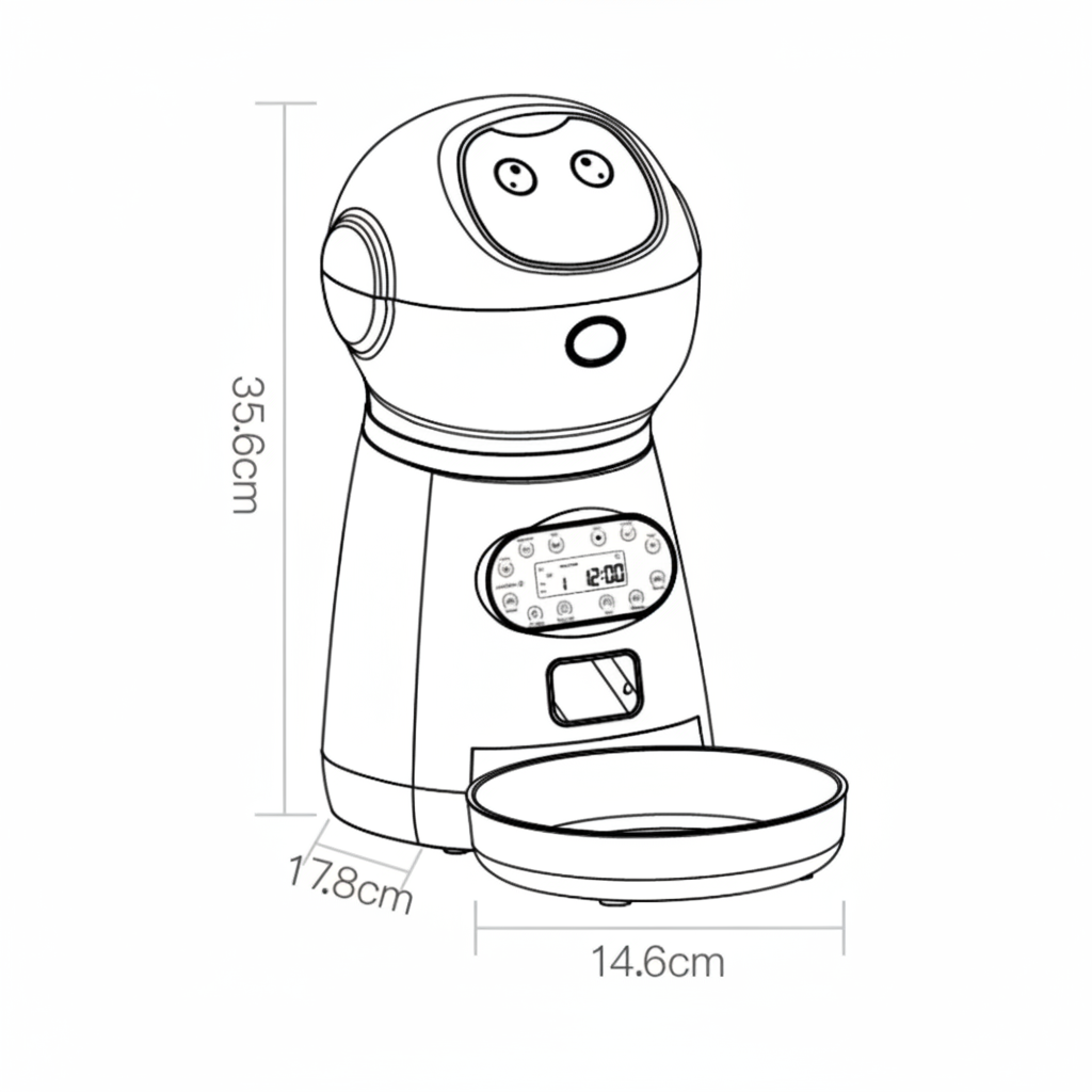 Automatic Dry Food Dispenser with Stainless Steel Feeding Tray