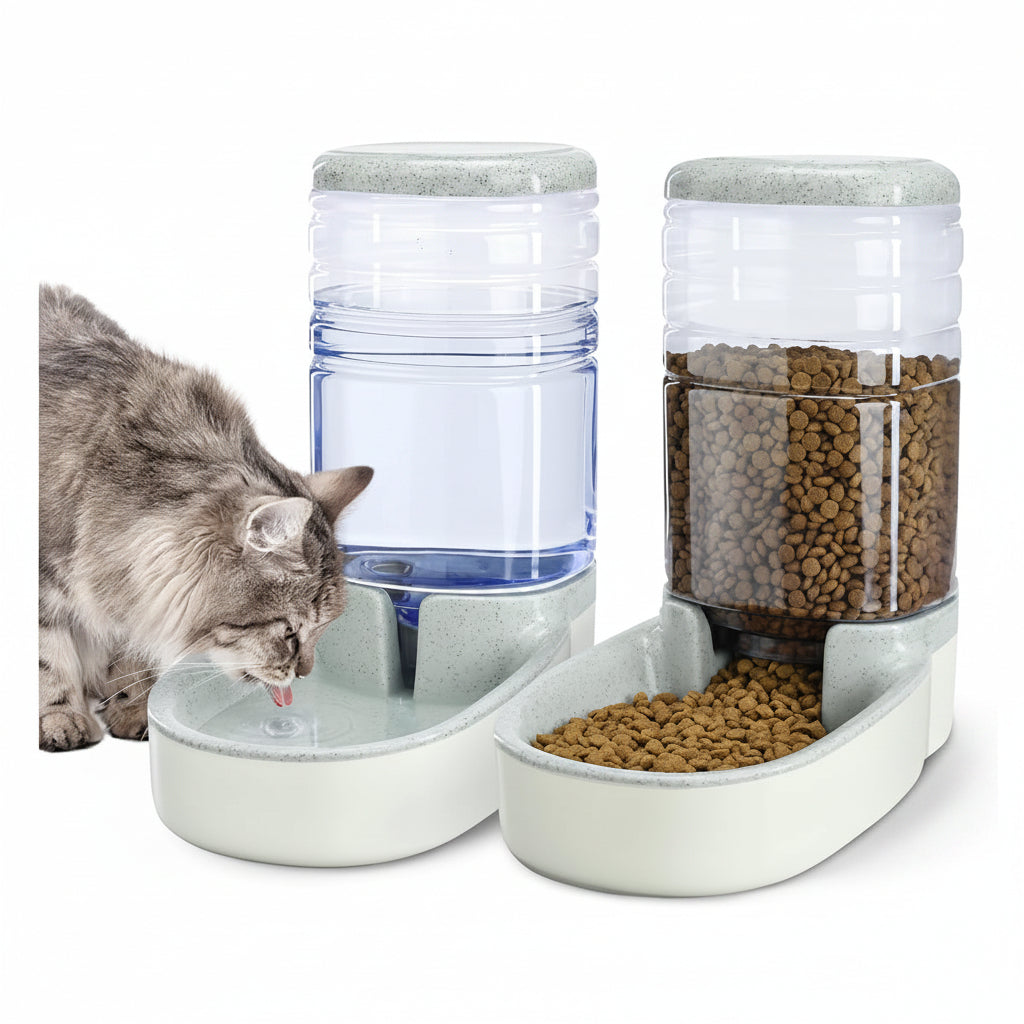 2-Pack Automatic Gravity Pet Food And Water Dispenser For Dogs And Cats