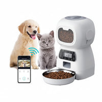 White Automatic Pet Feeder with Button Control Design