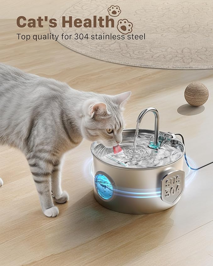 Quiet Cat Water Fountain with Continuous Flow for Indoor Cats and Small Pets