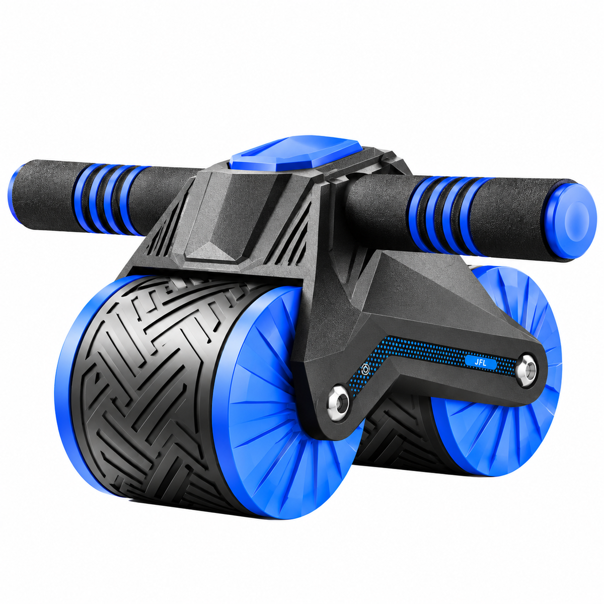 Automatic rebound ab roller for controlled forward and backward exercise movements.