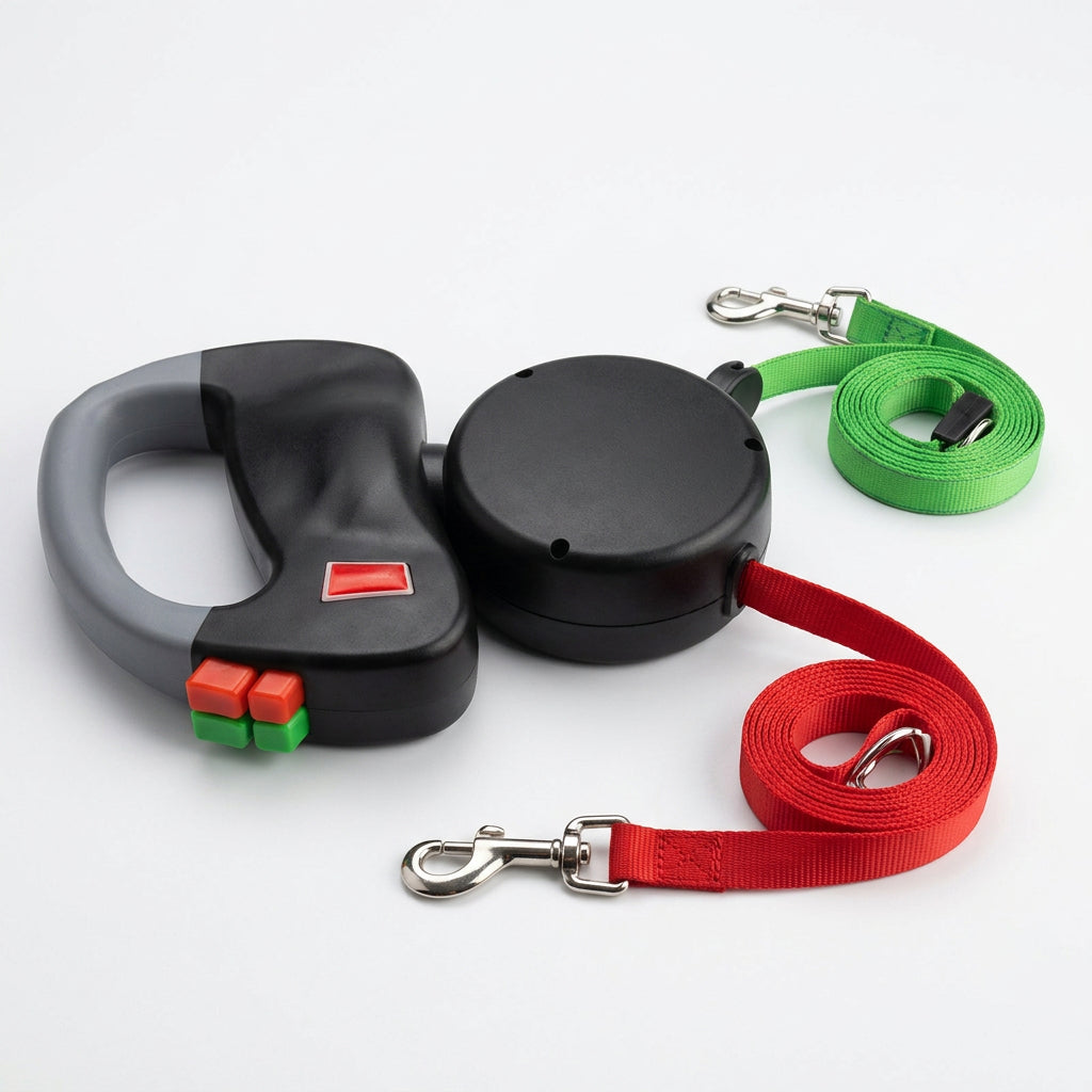 Automatic two dog leash with dual retractable walking leads
