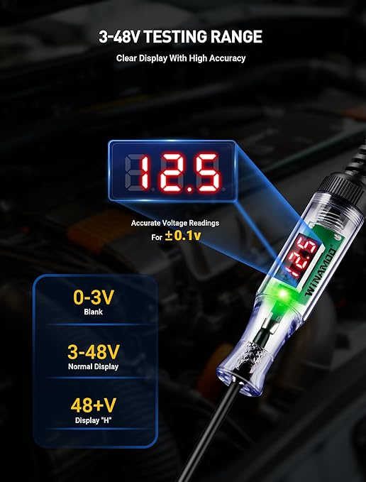 Car circuit tester with alligator clip for grounding connection