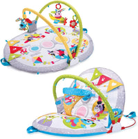 Baby activity gym with colorful hanging toys and mirror