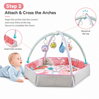 Hexagonal baby activity mat with raised sides top view