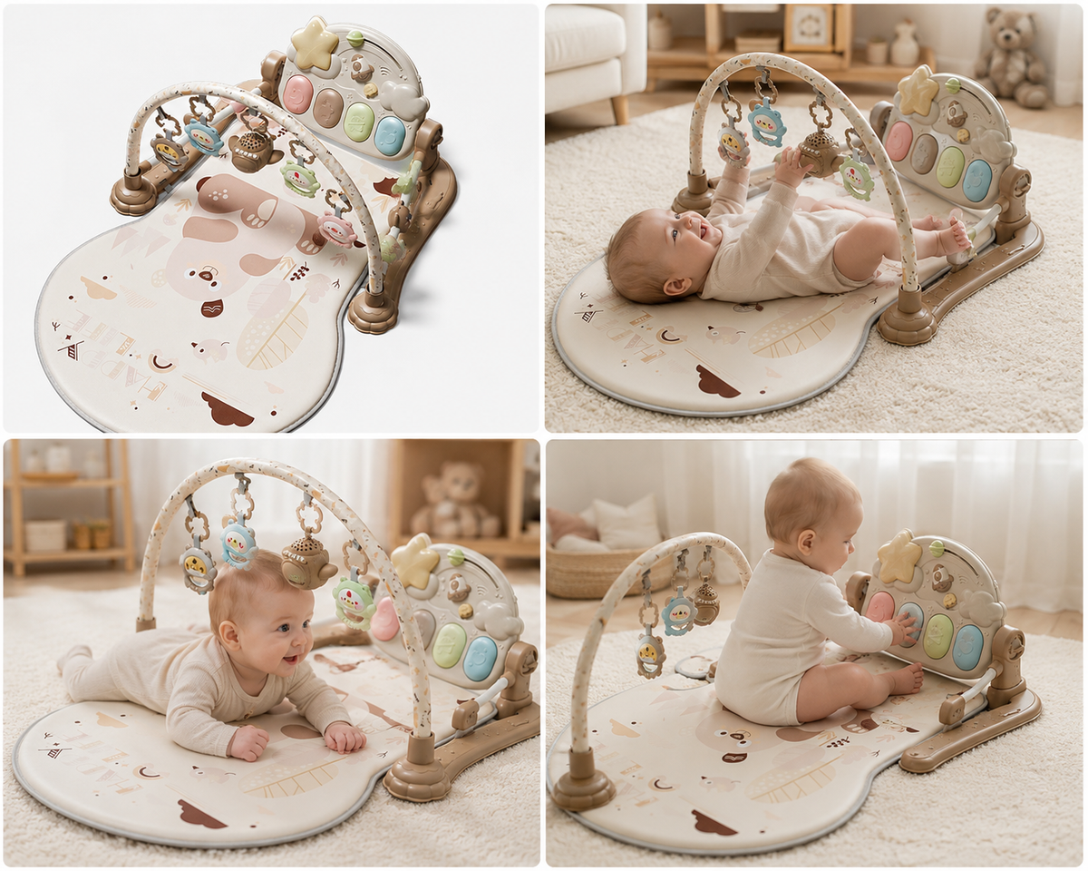 Baby activity mat with colorful interactive control panel