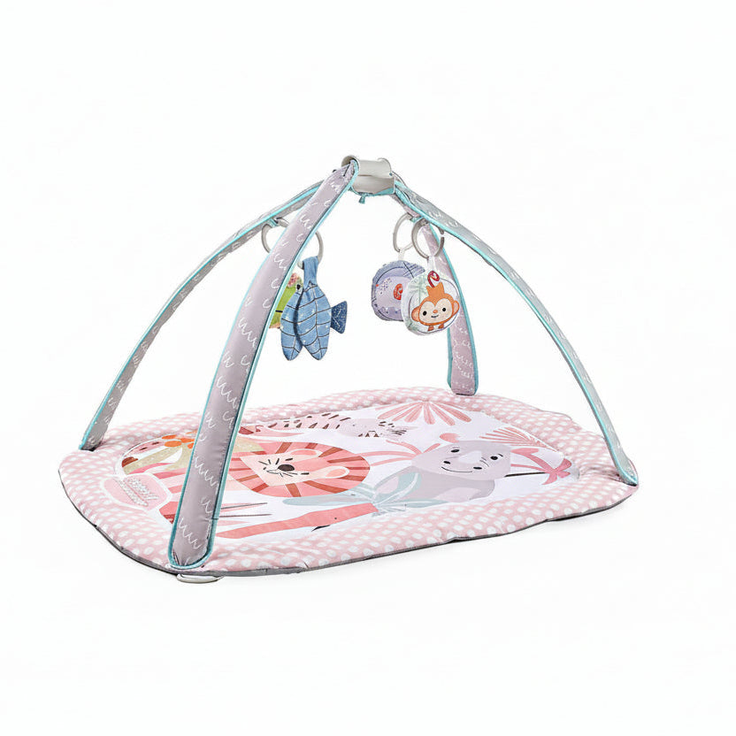 Baby activity play gym mat with hanging toys and soft arches