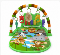 Baby activity play mat with piano and hanging toys front view