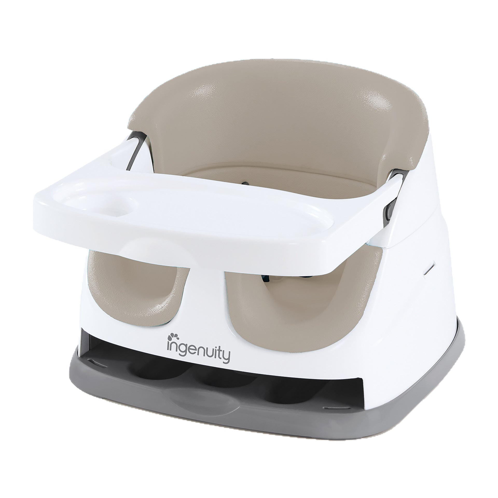Baby Base 2-in-1 Booster Feeding and Floor Seat with Self-Storing Tray – Slate