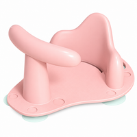 Close-up of the rounded teal front support structure on an infant bathing chair.