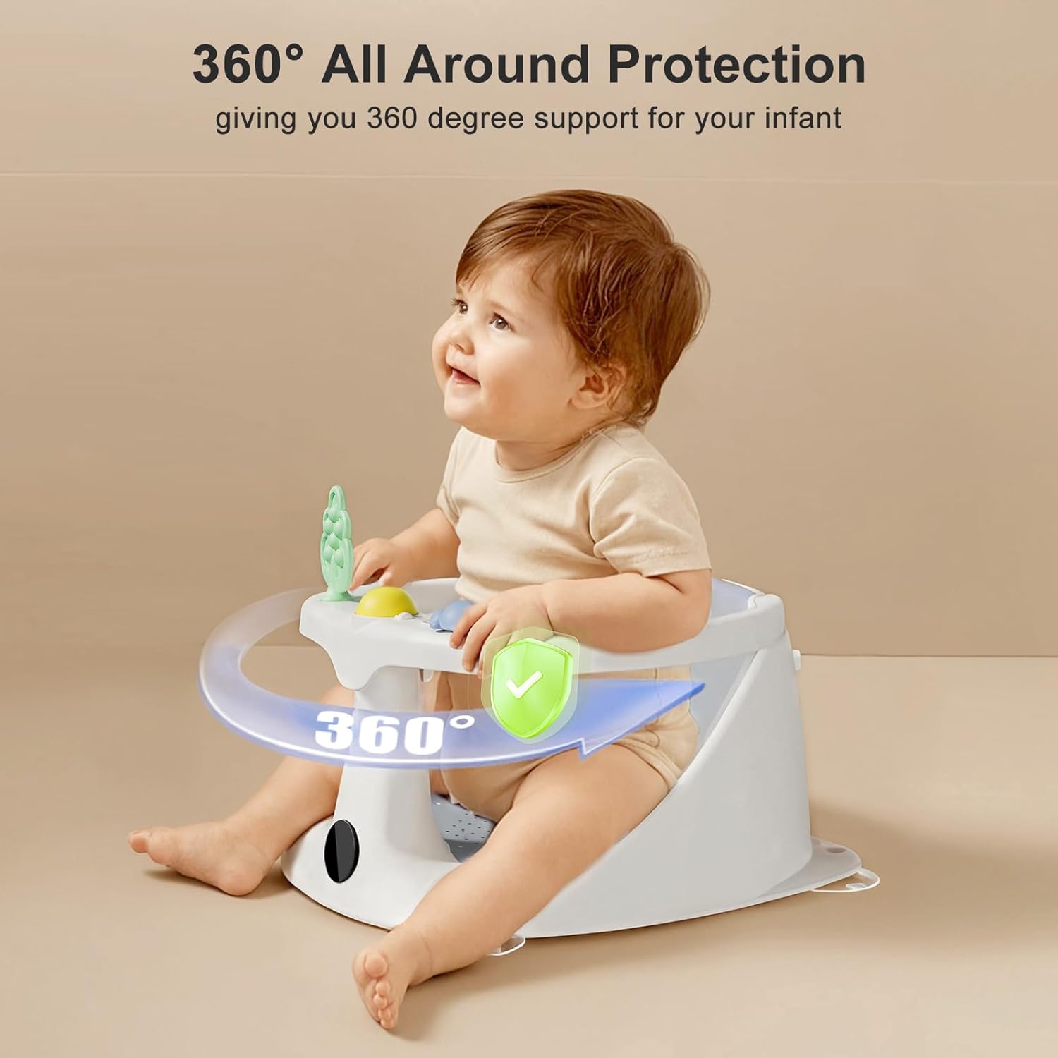 Portable Baby Bath Seat with Rinse Cup for Convenient Storage and Travel