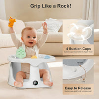 Baby Sitting in Non-Slip Bath Seat with Comfortable Cushion and Rinse Cup