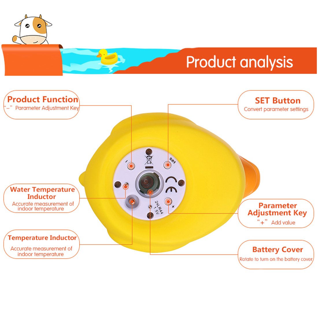 LCD baby bath thermometer with automatic shut off