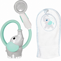 Baby bath toy rinser with soft washing glove
