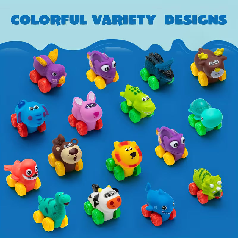 Baby bath toy vehicle set with cute animal designs