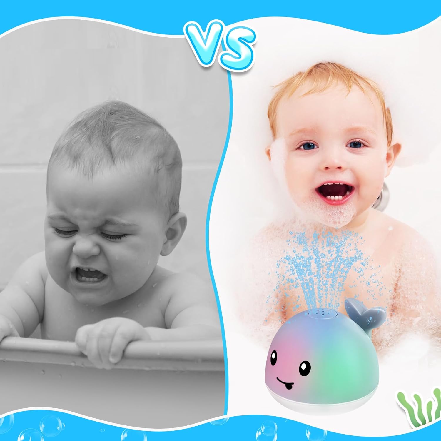 Baby bath water toy in the shape of a whale, ideal for babies 6-18 months and toddlers