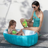Inflatable baby bathtub showing air chamber design