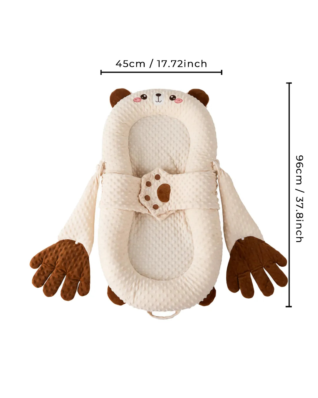 Bear baby lounger with long soft patting hands