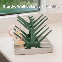 Baby bottle drying rack with water collection tray