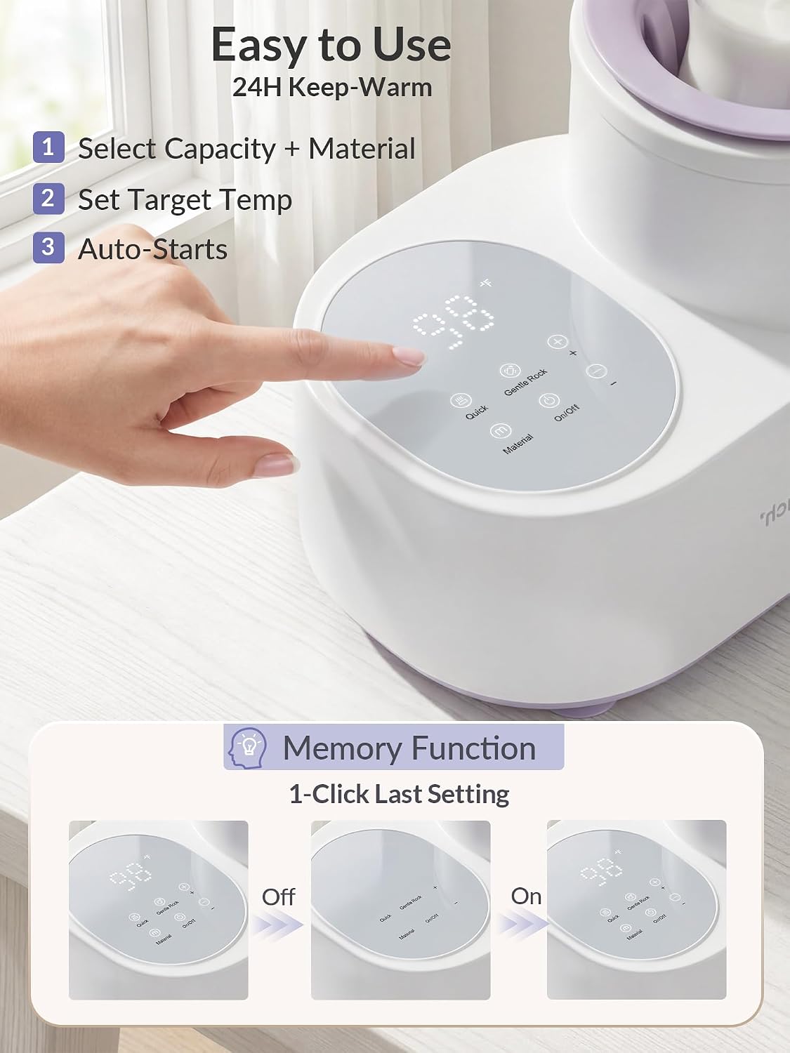Baby feeding machine demonstrating circular bottle movement during its mixing cycle