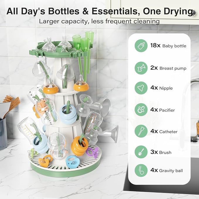 Countertop baby bottle rack for organized drying