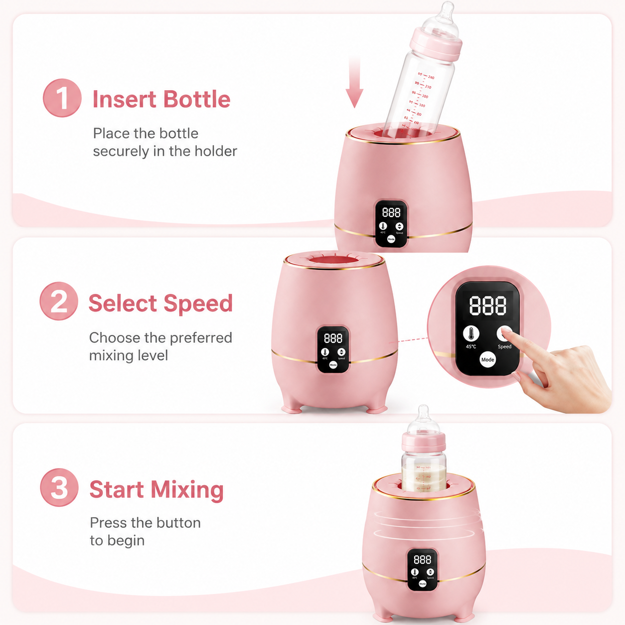 Baby Bottle Shaker with Three Adjustable Speed Settings
