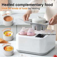 Multifunctional baby feeding appliance positioned on a clean kitchen countertop